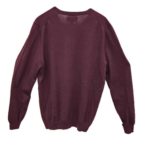 Joseph Abboud Extra Fine Merino Wool Sweater V-neck Pullover Wine Men's Large - Picture 2 of 10